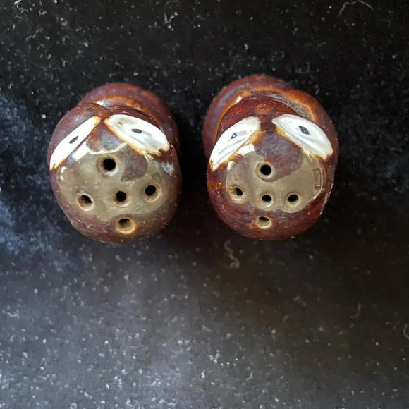 Vintage Ceramic Brown Owls Salt & Pepper Shakers Japan - Picture 3 of 8